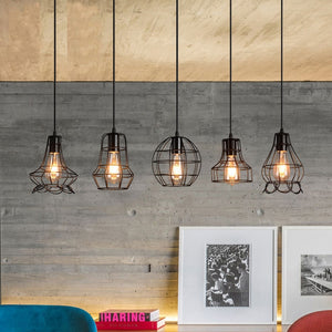 Retro industrial geometric black LED lamp