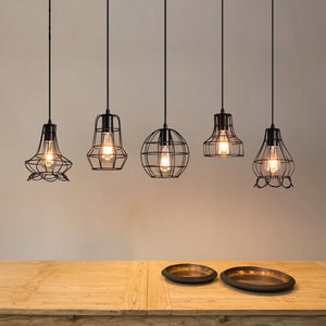 Retro industrial geometric black LED lamp