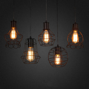 Retro industrial geometric black LED lamp