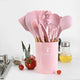 Silicone Cooking Utensils Set Wood Handle