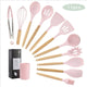 Silicone Cooking Utensils Set Wood Handle