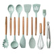 Silicone Cooking Utensils Set Wood Handle