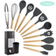 Silicone Cooking Utensils Set Wood Handle