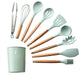 Silicone Cooking Utensils Set Wood Handle