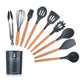 Silicone Cooking Utensils Set Wood Handle
