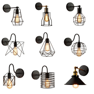 Iron black lampshade wall lamp